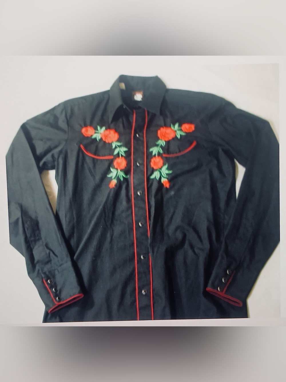 Rare Vintage Karman Pearl Snap Western Roses Shirt Size 16 36